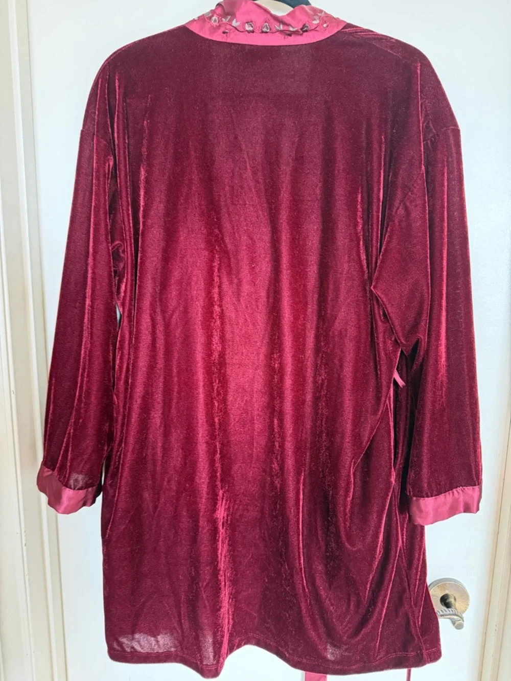 Vintage Rose Passion Burgundy Velvet Nightgown Robe Set L Y2K - Picture 5 of 12